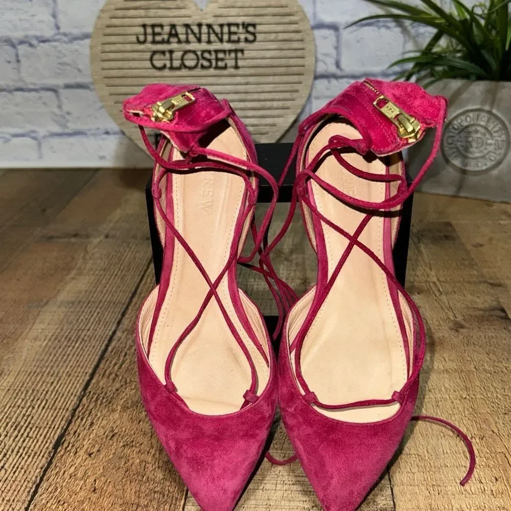 J. Crew Suede Lace-Up Pointed Toe Flats
